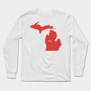 Big Rapids College Michigan Heart on map Long Sleeve T-Shirt